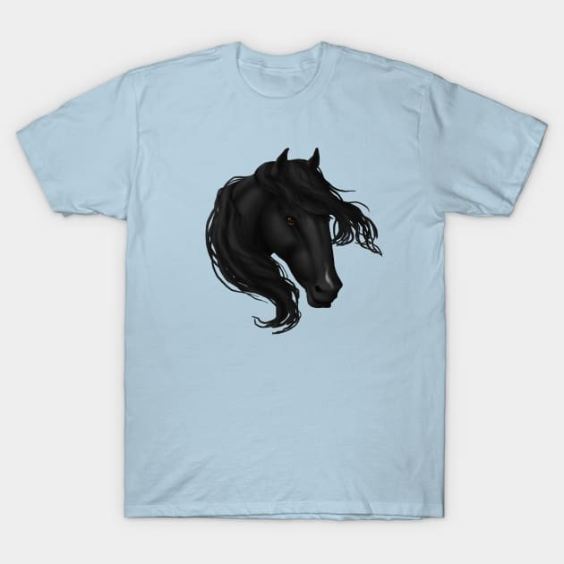 Horse Head - Black Snip T-Shirt by FalconArt